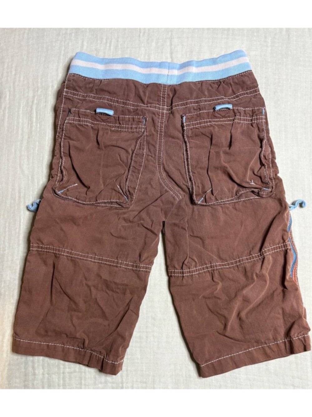 Mini Boden Boys Brown Techno Shorts With Blue Waistband & Drawstring 7Y - Picture 5 of 6